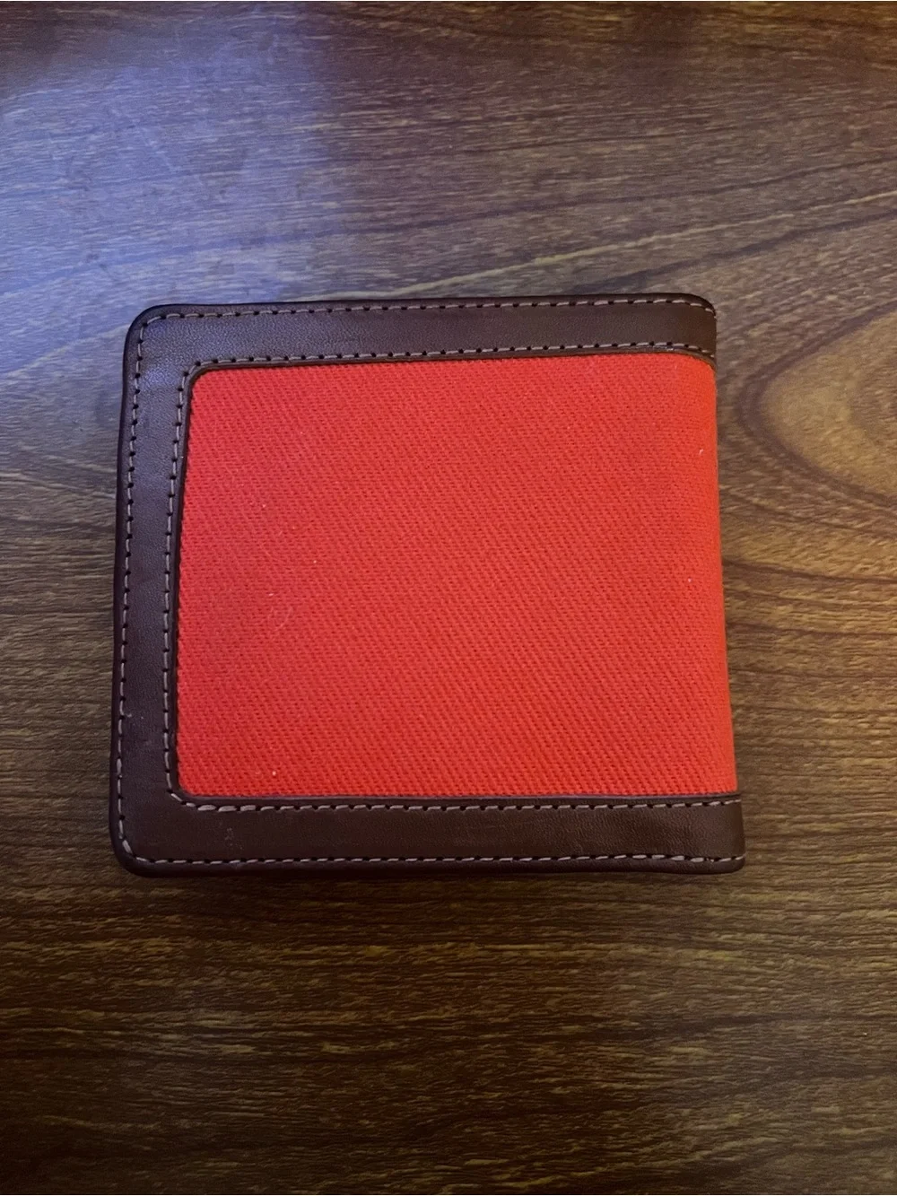 Filson Orange Canvas & Brown Leather Bifold Wallet